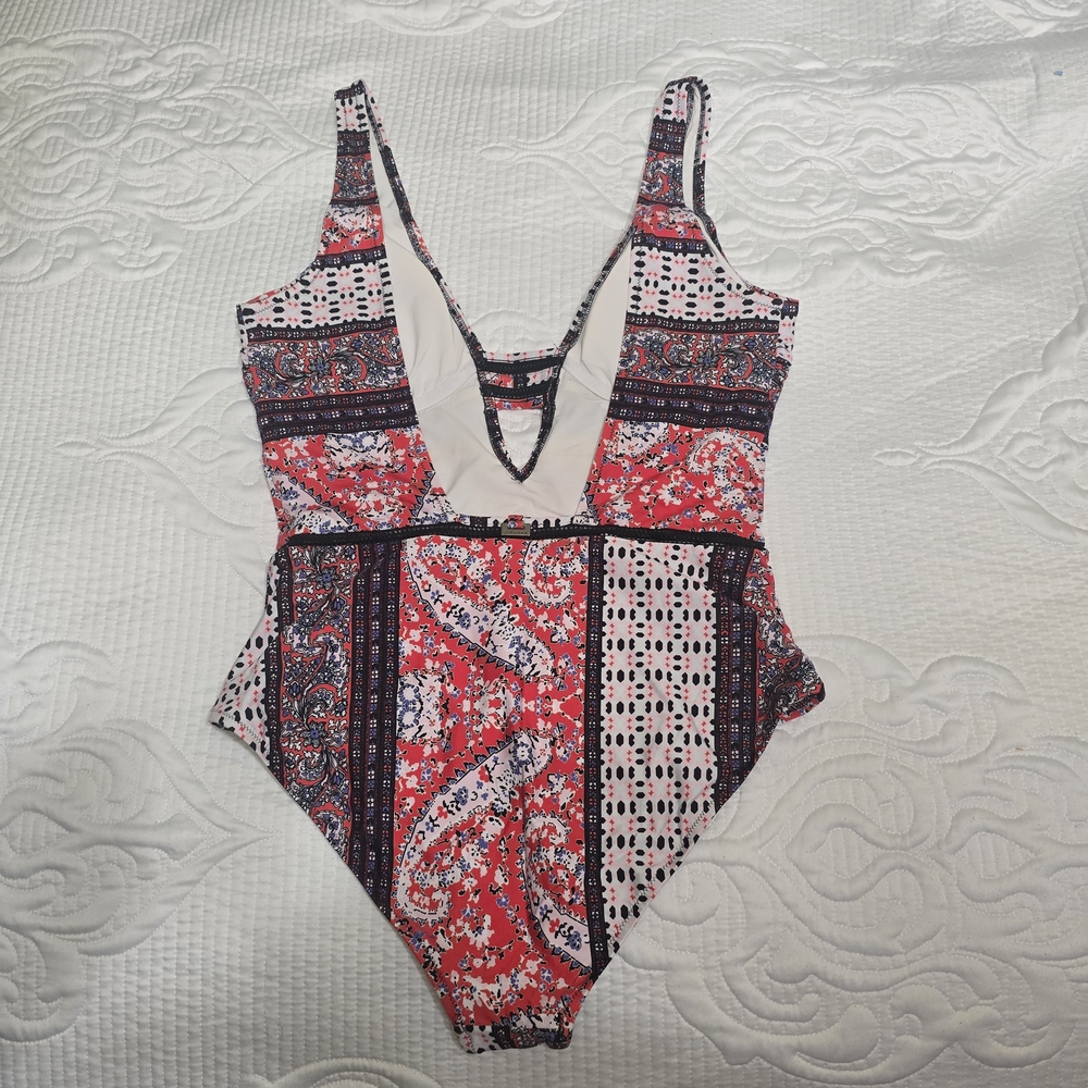Paisley Red and Black Women's One Piece Swimsuit